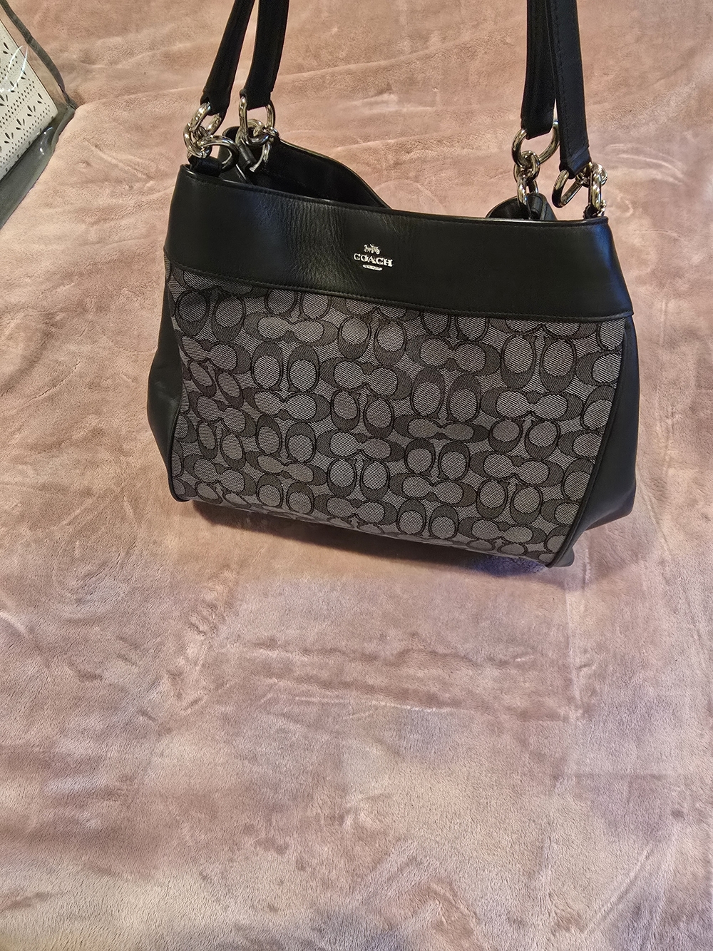 Coach Black Signature Canvas Shoulder Bag
